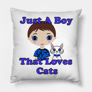 Just A Boy Who Loves Cats Pillow