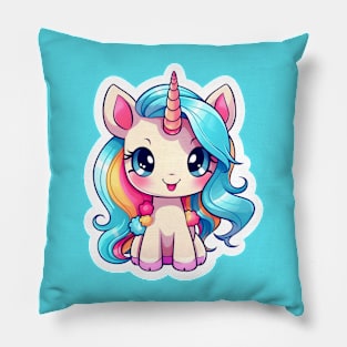 cute Kawaii Unicorn sticker Pillow