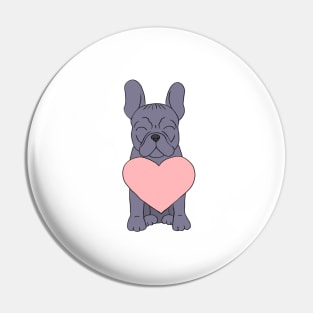 French Bulldog - Blue Frenchie with a Heart Pin