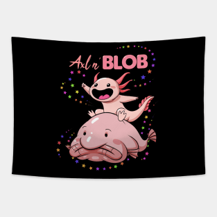 Axolotl and Blob Fish Cute Adventures Tapestry