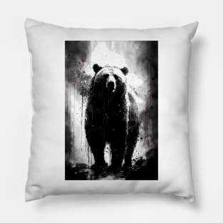 Grizzly Bear Ink Portrait Pillow