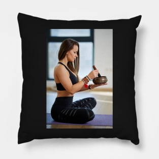 Woman in various yoga postures Pillow