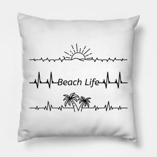 Beach Life, Sunshine, Palm Tree - Heartbeat Pillow