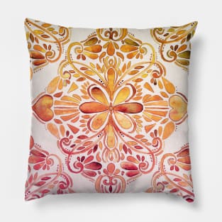 Sunset Art Nouveau Watercolor Doodle Pillow