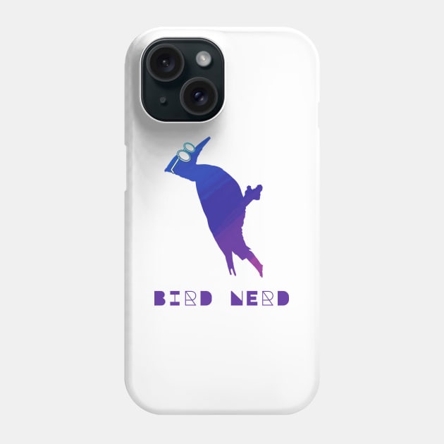 Bird Nerd Pileated Woodpecker Wearing Glasses Watercolor Silhouette Phone Case by Rosie's Rings and Things