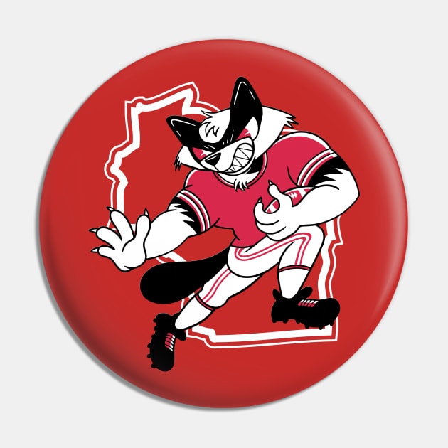 Retro Badger Cartoon Football Player Pin by SLAG_Creative