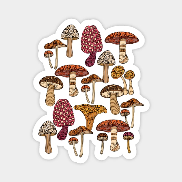 Doodles Mushrooms Magnet by Valentina Harper