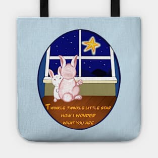 Nursery rhyme twinkle twinkle little star  Bunny rabbits   - cute fluffy kawaii rabbit design Tote