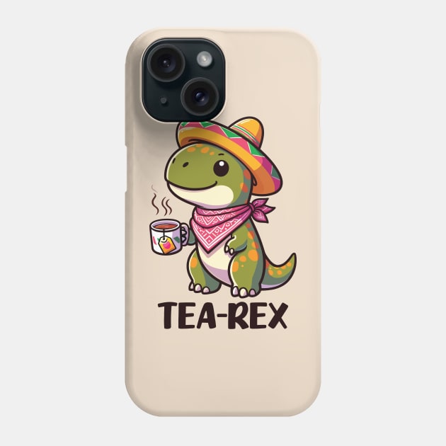 T-Rex: A Funny and Cute Dinosaur Drinking Tea Phone Case by SweetLog
