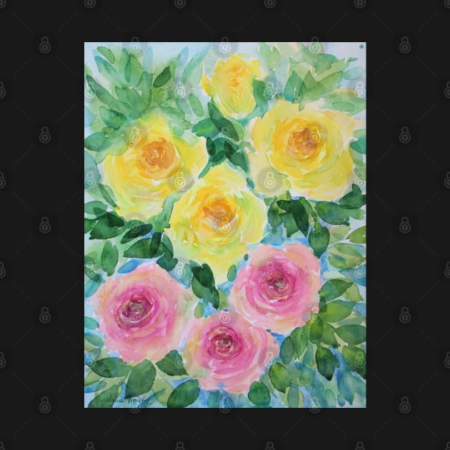 Roses Watercolor Painting by SvitlanaProuty