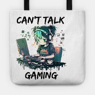 Can't Talk, Gaming - Cute Anime Girl Gamer Design Tote