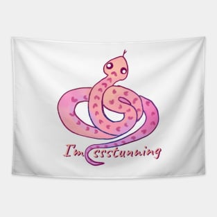 Cute watercolor snake I'm stunning Tapestry