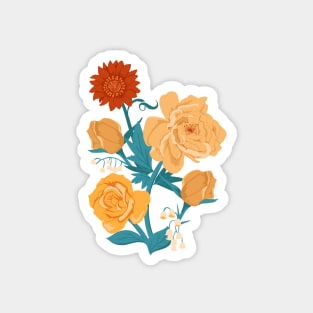 Yellow Florals on Orange Magnet