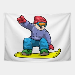 Snowboarder with Snowboard & Ski goggles Tapestry