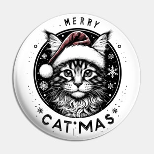 Merry Catmas Maine Coon Pin