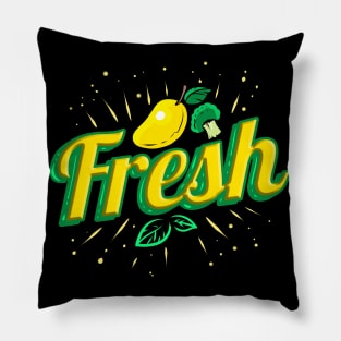 Eat Fresh Mango, Lemon And Brokkoli - Vegetarian - Go Vegan Pillow