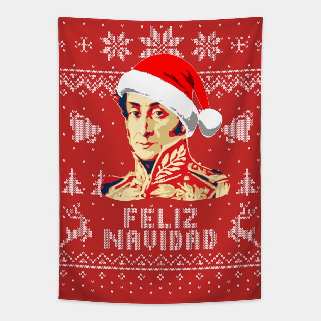 Simon Bolivar Feliz Navidad Tapestry by Nerd_art