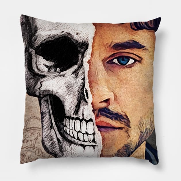 Will Graham - Vintage Half Skull Mask Pillow by OrionLodubyal