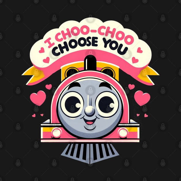 I Choo-Choose You: Adorable Train Valentine's Day Illustration by Retro Travel Design