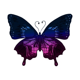 gradient 2 skull butterfly T-Shirt