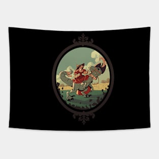 dino racer-velociraptor framed Tapestry