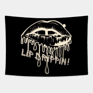 Golden Vintage Dripping Glossy Lips Art Effect Tapestry