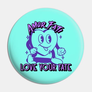 Stoicism Amor Fati-Love Your Fate Excited Cartoon Heart Pin
