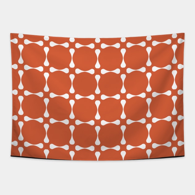 Retro Orange and White Circles Pattern Tapestry by Cato99