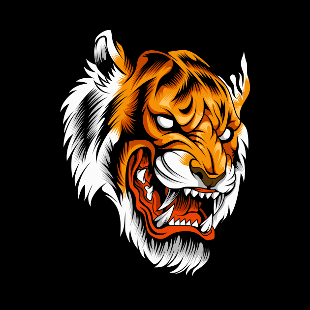 Angry Tiger Head by Marciano Graphic