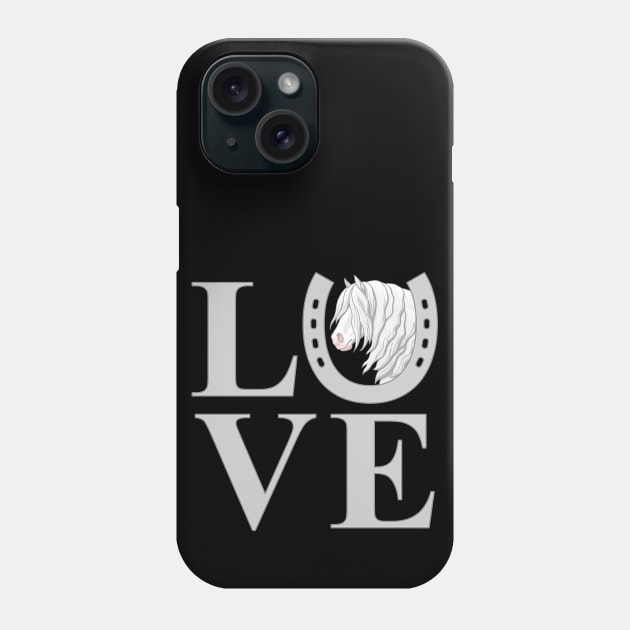 White Gray Gypsy Vanner Draft Horse LOVE Phone Case by csforest