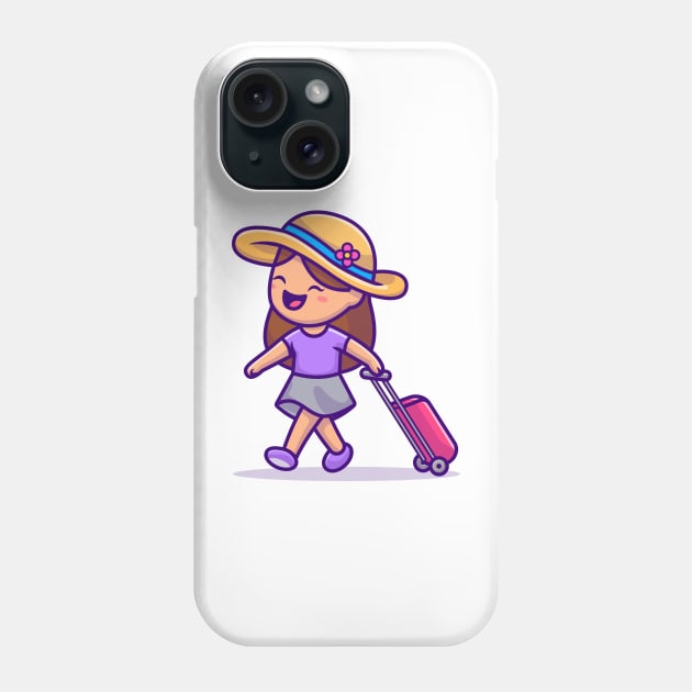 Cute Girl Traveling Phone Case by Catalyst Labs