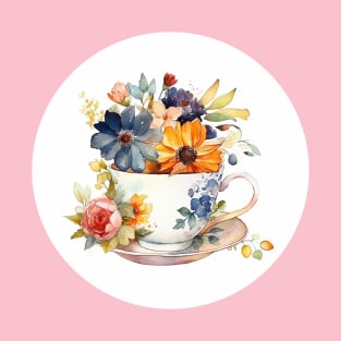 Whimsical Teacup With Flowers T-Shirt