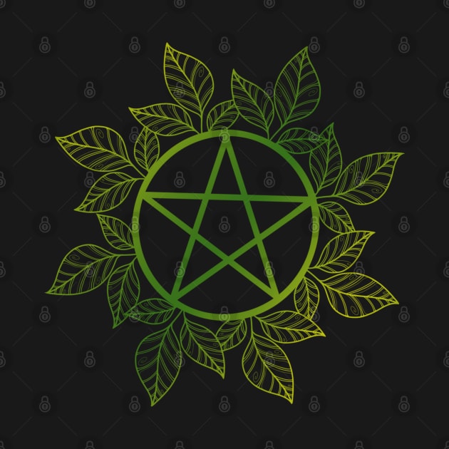 2 Tone Green Leafy Pentagram by MissMoth