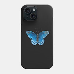 Bright Blue Butterfly Illustration Phone Case