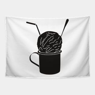 silhouette of ice cream in a tin cup Tapestry