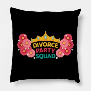 Divorce Party Squad Floral Design For Divorcee Queen Pillow