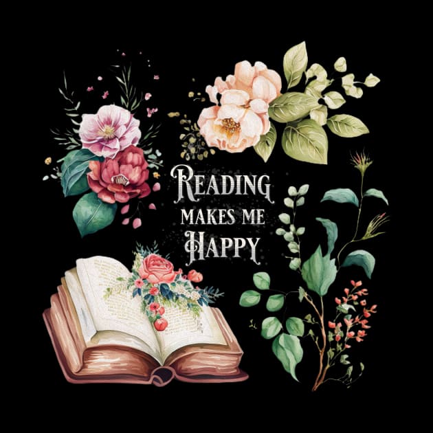 Reading makes me happy floral motif by sigmarule