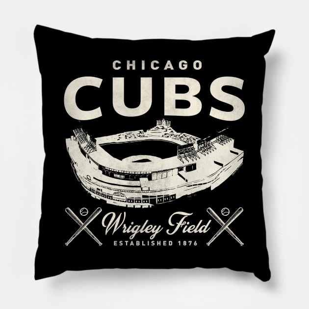 Chicago Cubs Wrigley Field by Buck Tee Pillow by Buck Tee