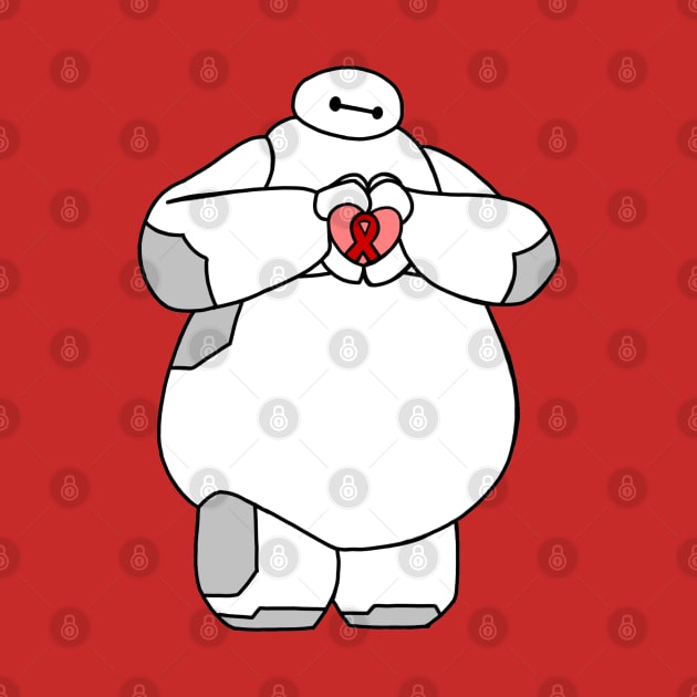 Health Care Robot Holding Awareness Ribbon (Red) by CaitlynConnor