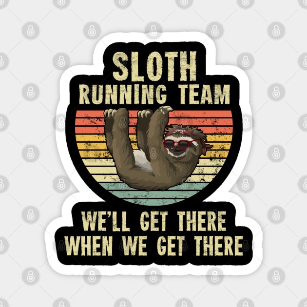 Sloth Running Team T-Shirt - Retro Sunset Gift Magnet by Ilyashop