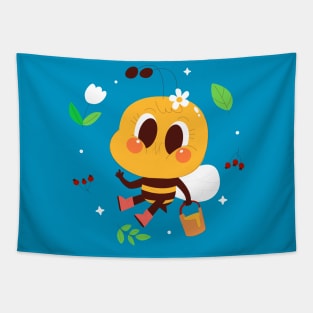 Bee Hand Drawn Cartoon Tapestry