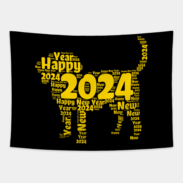 Happy New Year 2024 Tapestry by FehuMarcinArt