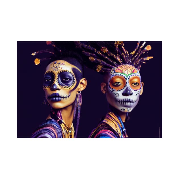 Two people with voodoo makeup on thier faces by Artisticwalls