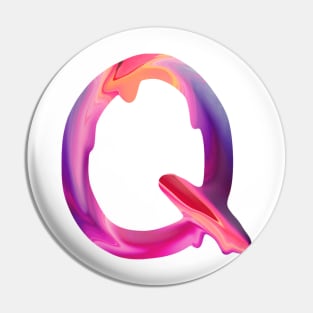 Letter Q In Vibrant Watercolor Pin