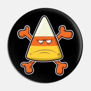 Halloween Candy Corn And Crossbones Pin