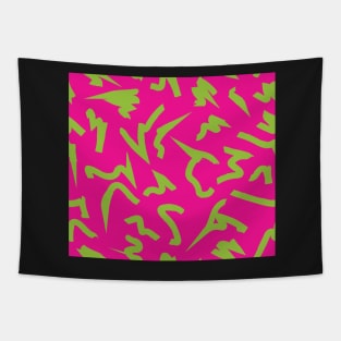 Dopamine Hot Pink and Neon Lime Green Bright Retro 80's Eighties Abstract Scribble Tapestry