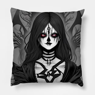 Skeleton-Faced Banshee: Nordic Anime Portrait Pillow