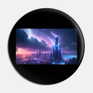 Futuristic city with beautiful sky landscape Pin