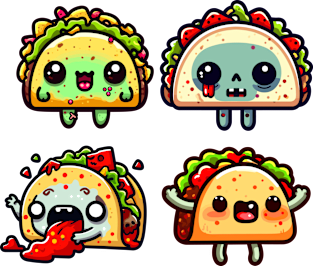 Funny Cute Kawaii Zombie Taco Kids T-Shirt by hippohost