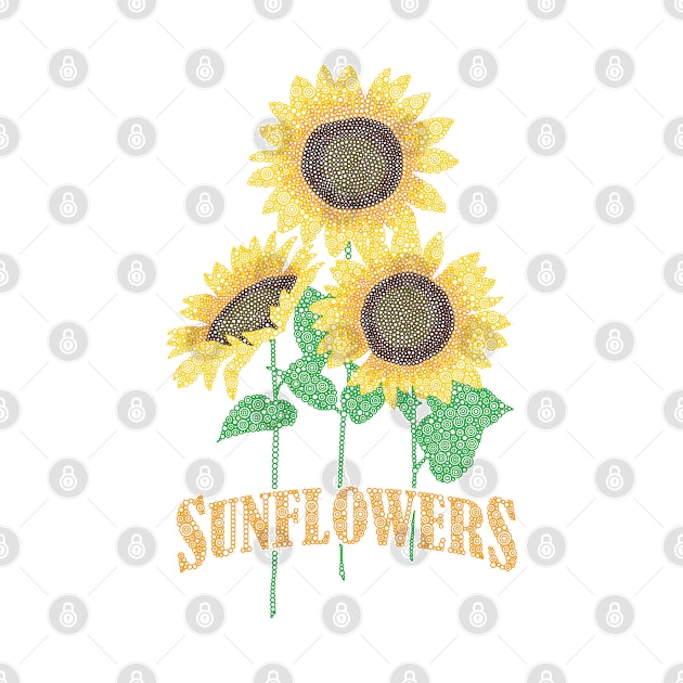 Repeated Sunflowers Floral Design Created With Circles by pbdotman